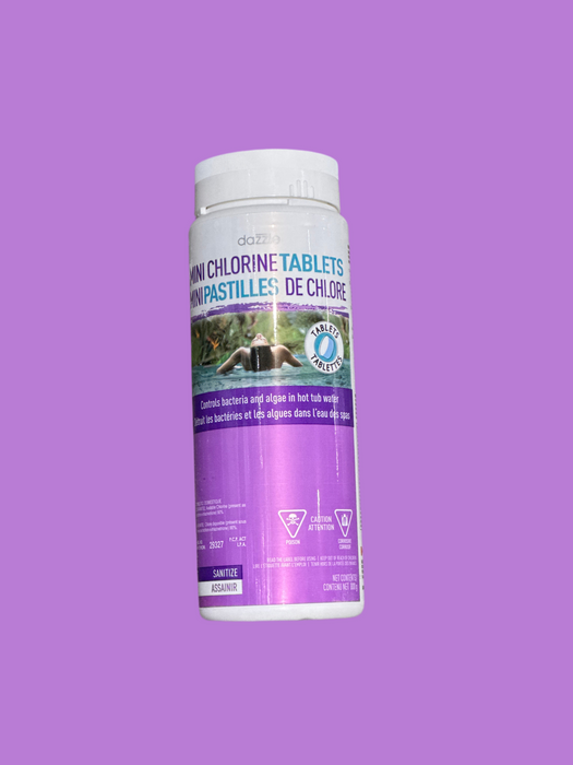 Small, Slowly dissolving chlorine tablets.