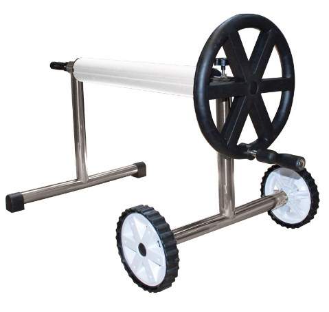 Solar roller for in-ground pool with steel frame with 3-section tube