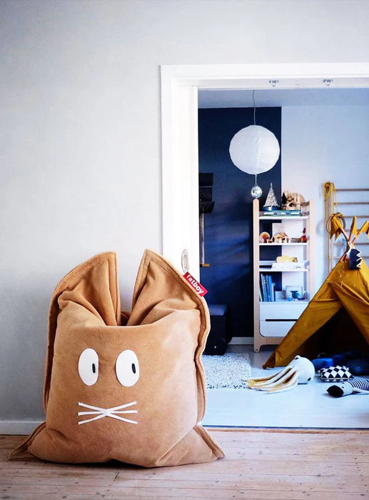 Pouf slim in plush fabric (teddy bear effect) For indoor use