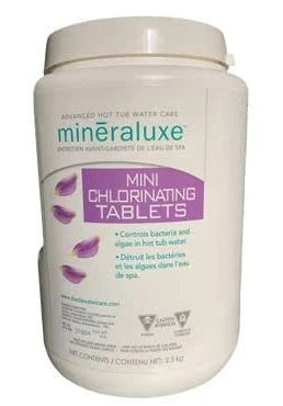 Small, Slowly dissolving chlorine tablets.