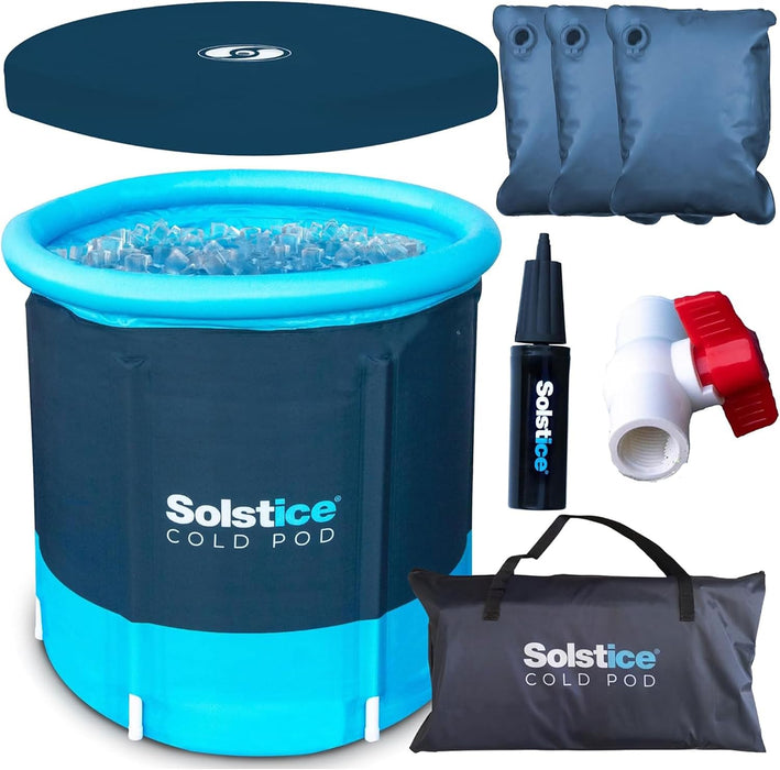 DÉMO - SOLSTICE Cold POD Baignoire plongeante avec 3 sacs de glace réutilisables et grand couvercle pour athlètes adultes | Isolation à couches Milti pour refroidisseurs | Extérieur et intérieur | Sac de