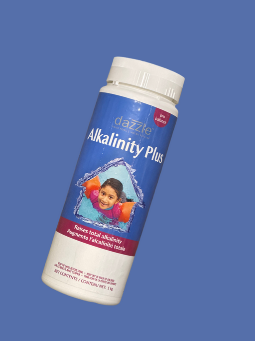 Alkalinity Plus 1 kg pour piscine, additif alcalin pour augmenter l’alcalinité totale et stabiliser le pH.