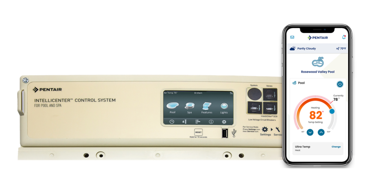 Kit de mise à niveau IntelliCenter (réf. 522045) pour systèmes Hayward EasyTouch et IntelliTouch, avec connexion Wi‑Fi et interface tactile couleur.