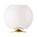 Kooduu Sphere Brass: Danish-designed speaker lamp with Bluetooth, dimmable warm light, brass stand, and integrated drinks cooler.