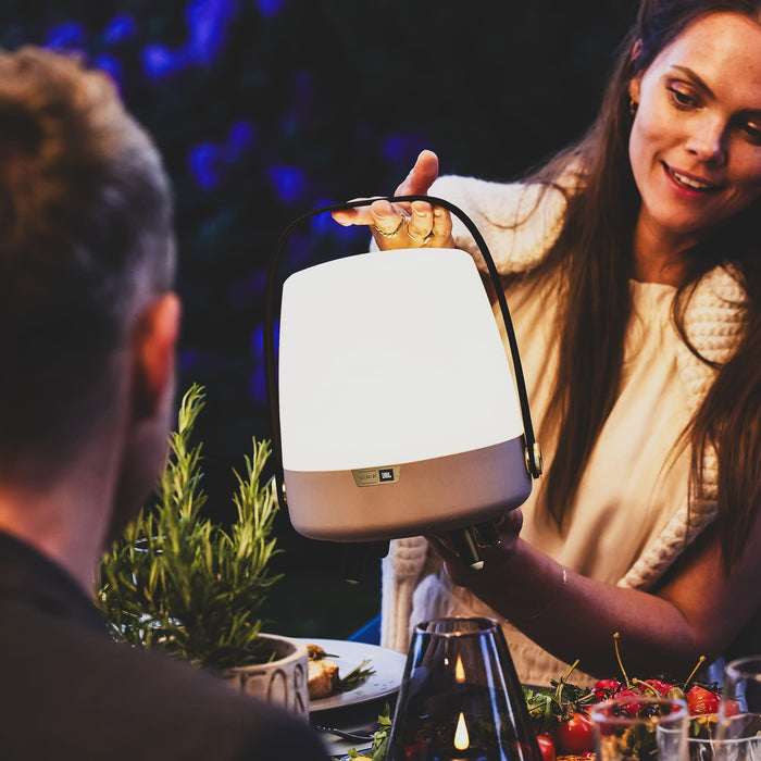 Kooduu Lite-up Play Mini: JBL-powered Bluetooth speaker and dimmable LED lamp for up to 8 hours of music and ambiance.