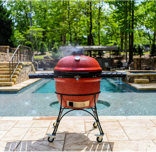 BigJoe Red II w/ Cart, Side Shelves, Heat Deflector & Tools w/ BJ-CBH