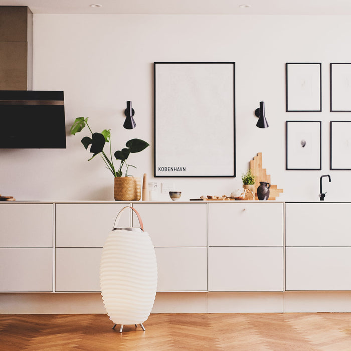 Kooduu Synergy: portable LED lamp with 4 light intensities, Bluetooth speaker, and reusable ice cubes for cooling drinks.