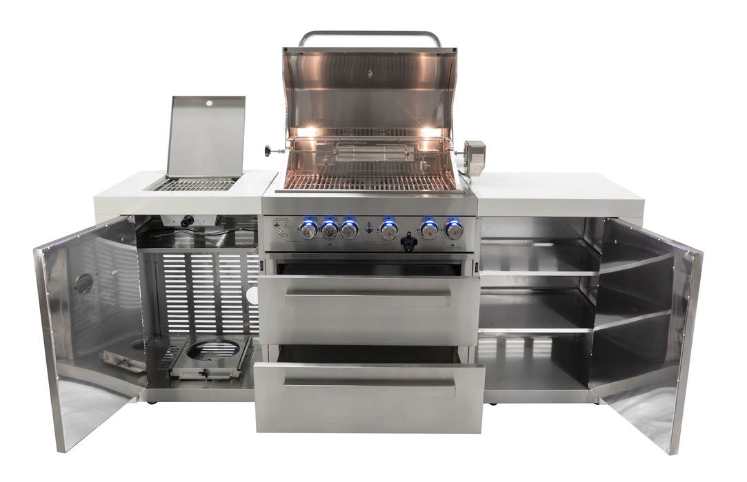 Îlot BBQ Mont Alpi 400 Deluxe avec réfrigérateur - Piscines & Spas Poséidon
