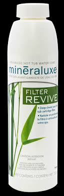 Bouteille de Filter Revive – nettoyant pour filtre de spa, élimine huiles et dépôts, améliore la filtration.
