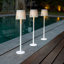 Load image into Gallery viewer, Experience Greta&#39;s transformative garden lighting. 5 lamps in 1 design, made from recycled ocean plastic.
