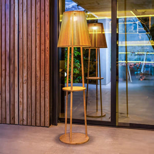 Discover the convenience and style of Okinawa 170, a cable-free bamboo floor lamp with a built-in solar panel and a handy auxiliary tray.