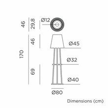 Load image into Gallery viewer, The Okinawa 170 floor lamp: Cable-free, solar-charged, and portable. The ultimate convenience for your indoor and outdoor lighting needs.
