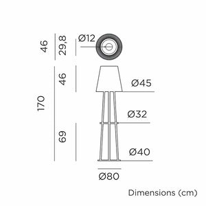 The Okinawa 170 floor lamp: Cable-free, solar-charged, and portable. The ultimate convenience for your indoor and outdoor lighting needs.