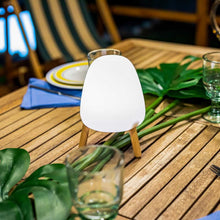 Load image into Gallery viewer, Newgarden&#39;s Rocket 20: a stylish table lamp, ideal for both indoor and outdoor settings with dimming capabilities.
