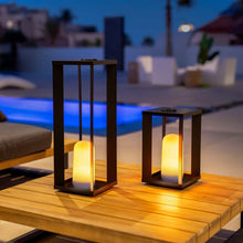 Load image into Gallery viewer, Brighten your outdoor space with the stylish and innovative Siroco lantern by Newgarden.
