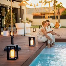 Load image into Gallery viewer, The Siroco metal lantern: a magnet-attached bulb, adjustable brightness and long battery life for superior outdoor decor.
