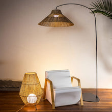 Load image into Gallery viewer, - Transform any room with the Niza lamp: features a hand-braided natural fiber shade and a magnetized, remote-controlled bulb.
